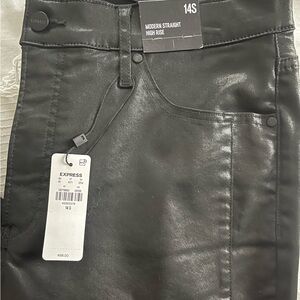 Express Faux Leather Black Modern High Rise Pants